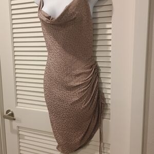 Fore Satin Leopard Print Ruched Mauve Dress Size Medium